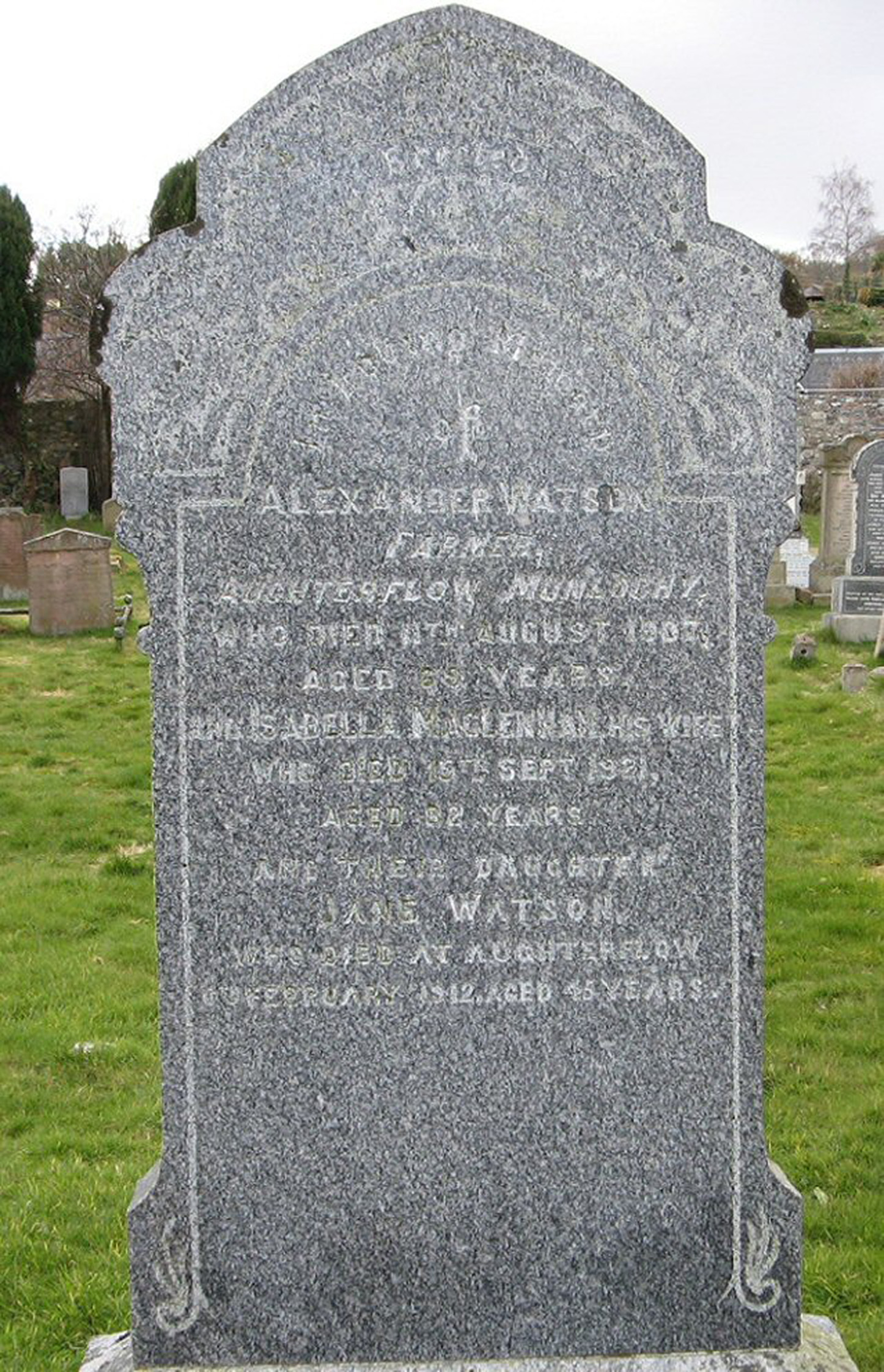 Photo of headstones/Isabella MacLennan (watson) died 1921 Rosemarkie